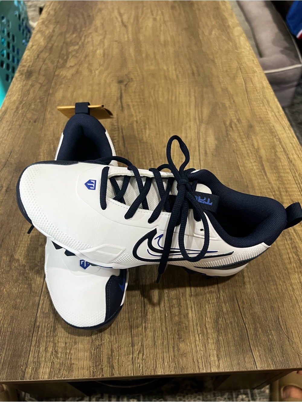 Nike Kids White & Navy Low-Top Sneakers